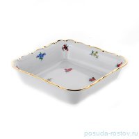 Салатник 16 см квадратный &quot;Мария-Тереза /Мелкие цветы /Отводка золото&quot; / 107314