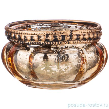 Подсвечник 6 х 3,5 см с металлическими элементами золотой / 209345