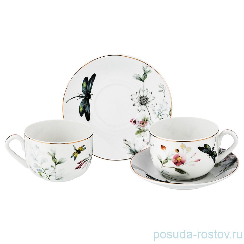 Набор чайных пар 300 мл 2 шт "стрекоза" / 209533 Набор чайных пар 300 мл 2 шт "стрекоза" / 209533