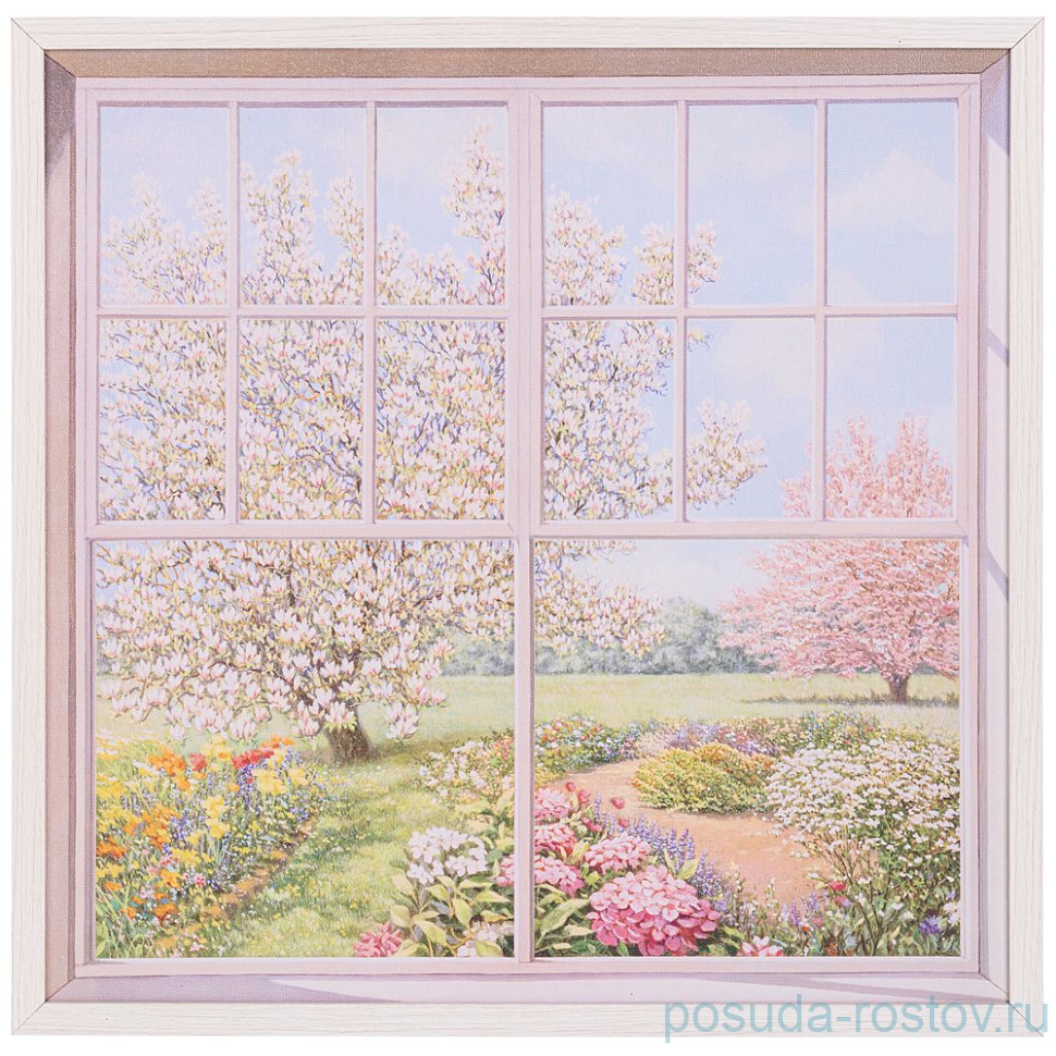 Панно 50 х 50 см "Вид за окном" /рамка белая / 262091