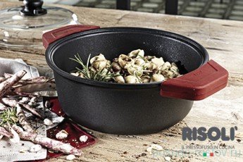 Кастрюля 24 см со стеклянной крышкой литая &quot;Risoli /Soft Safety Cooking&quot; / 154930