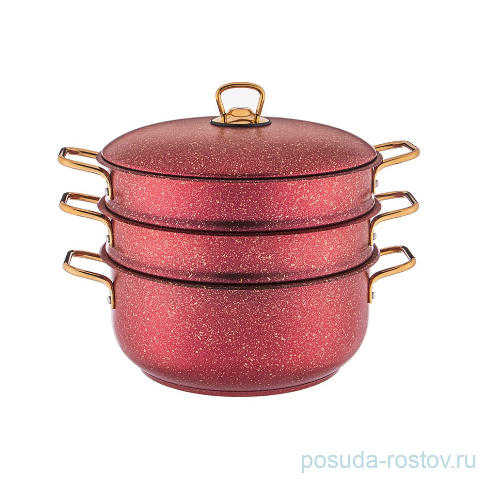 Кастрюля-мантоварка 3-х уровневая 26 см "Agness /Red queen" / 230711