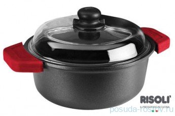 Кастрюля 28 см со стеклянной крышкой литая &quot;Risoli /Soft Safety Cooking&quot; / 154931