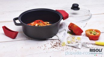 Кастрюля 28 см со стеклянной крышкой литая &quot;Risoli /Soft Safety Cooking&quot; / 154931