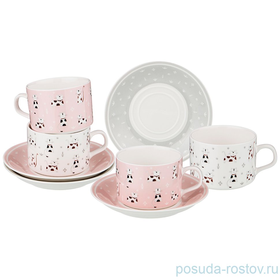 Набор кофейных пар 170 мл 4 шт "Кошки" / 220537