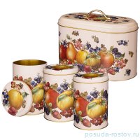 Хлебница 17,8 х 33,8 х 20 см + банки для сыпучих продуктов 10,5 х 15 см 3 шт &quot;Фрукты&quot; / 255910