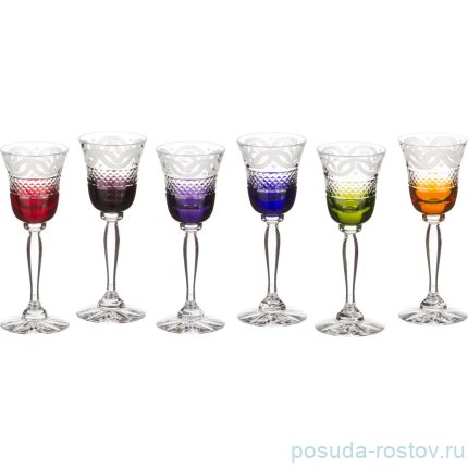 Рюмки 60 мл 6 шт &quot;Хрусталь цветной&quot; / 170305