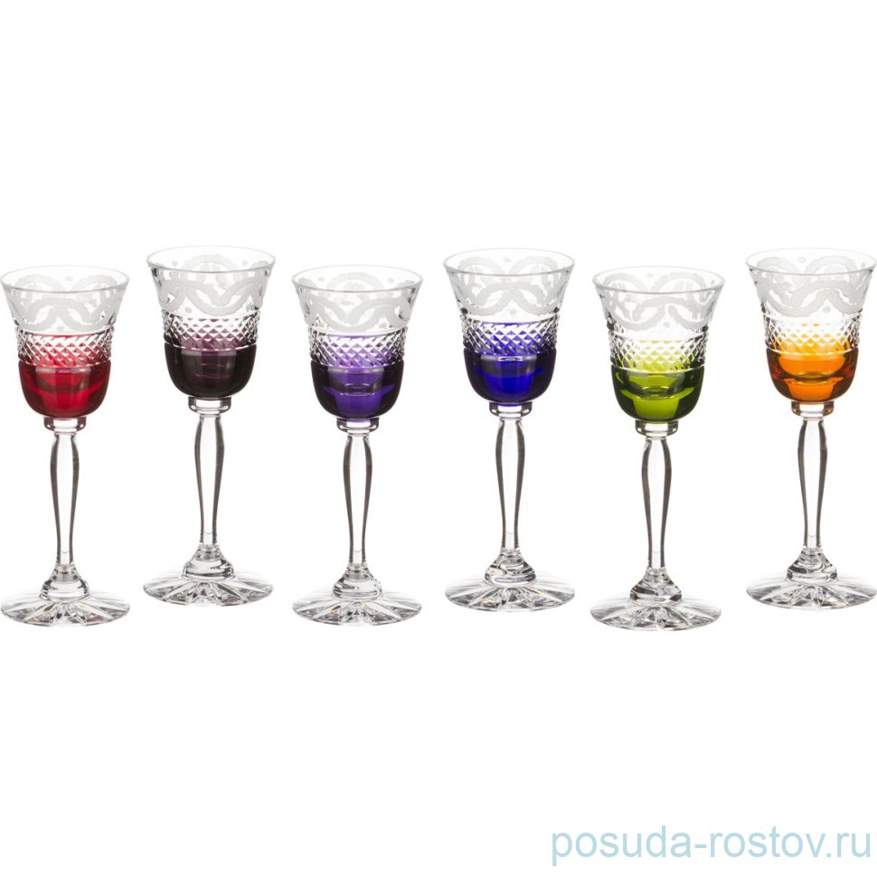 Рюмки 60 мл 6 шт "Хрусталь цветной" / 170305 Рюмки 60 мл 6 шт "Хрусталь цветной" / 170305