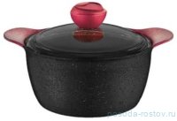 Кастрюля 24 х 13 см стеклянная крышка антипригарное покрытие 4,55 л черная &quot;GRANITE SINGLES&quot; / 295735