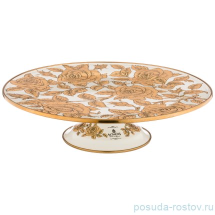 Тортница 30 см н/н белая &quot;Agness /Ренессанс /Розы&quot; / 210654