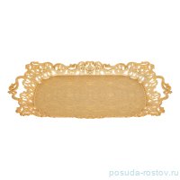Поднос 35 см прямоугольный с ручками золотой / 287696