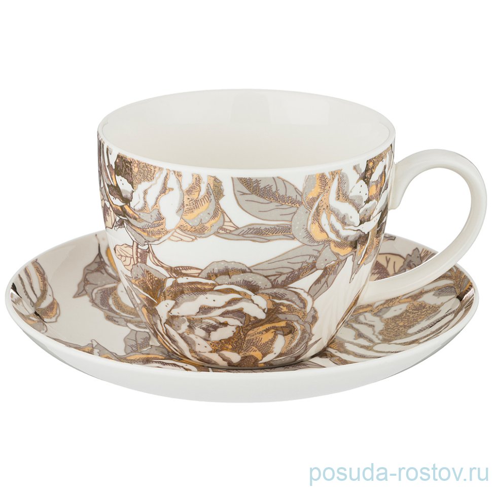 Чайная пара 450 мл 1 шт белая "Golden rose" / 208444