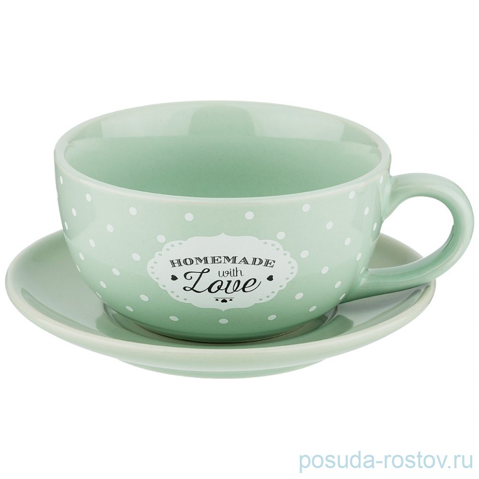 Чайная пара 300 мл 1 шт "Милый прованс /Зелёный" / 207897