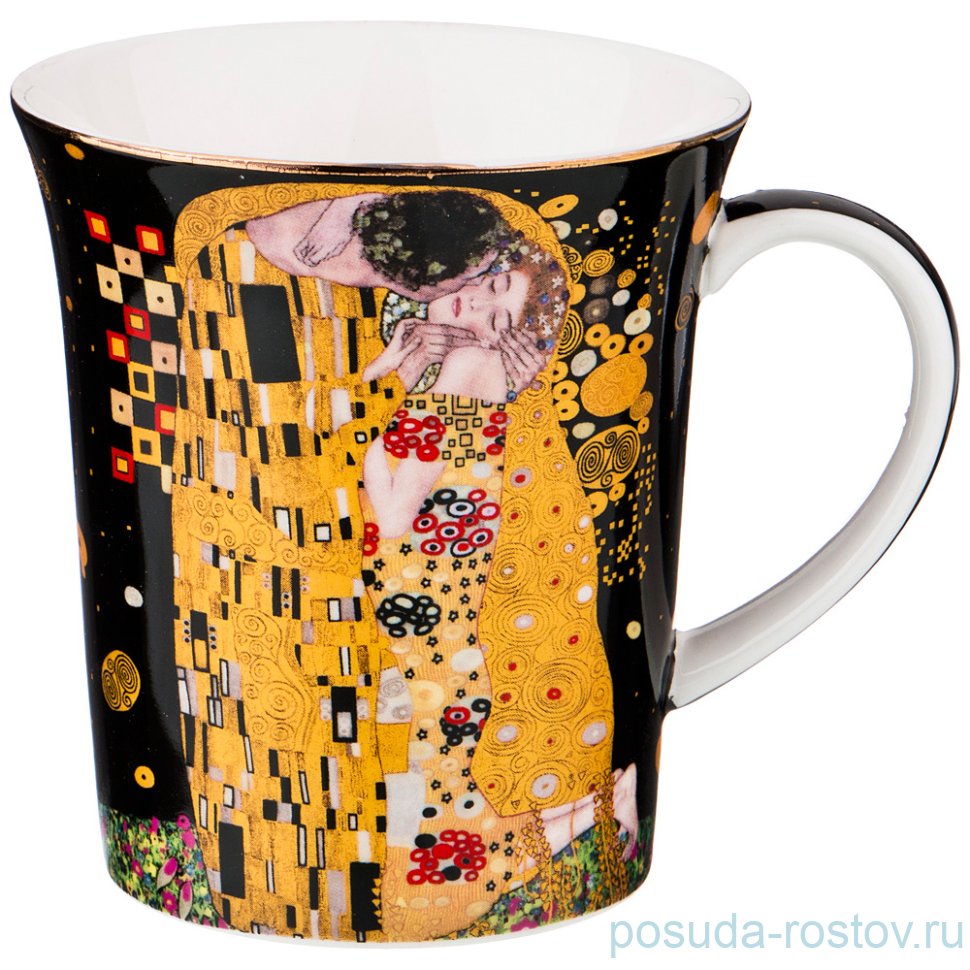 Кружка 420 мл чёрная "Поцелуй /Г. Климт" / 185987