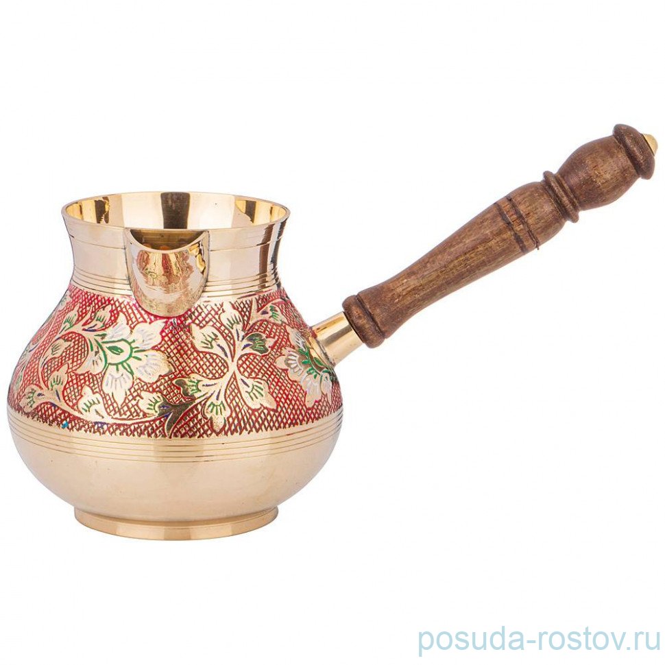 Турка 800 мл латунь цветная эмаль красная "Graving Color" / 278872