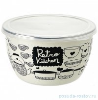 Миска с пластиковой крышкой эмалированная без ручек 2,4 л &quot;Retro&quot; / 307796