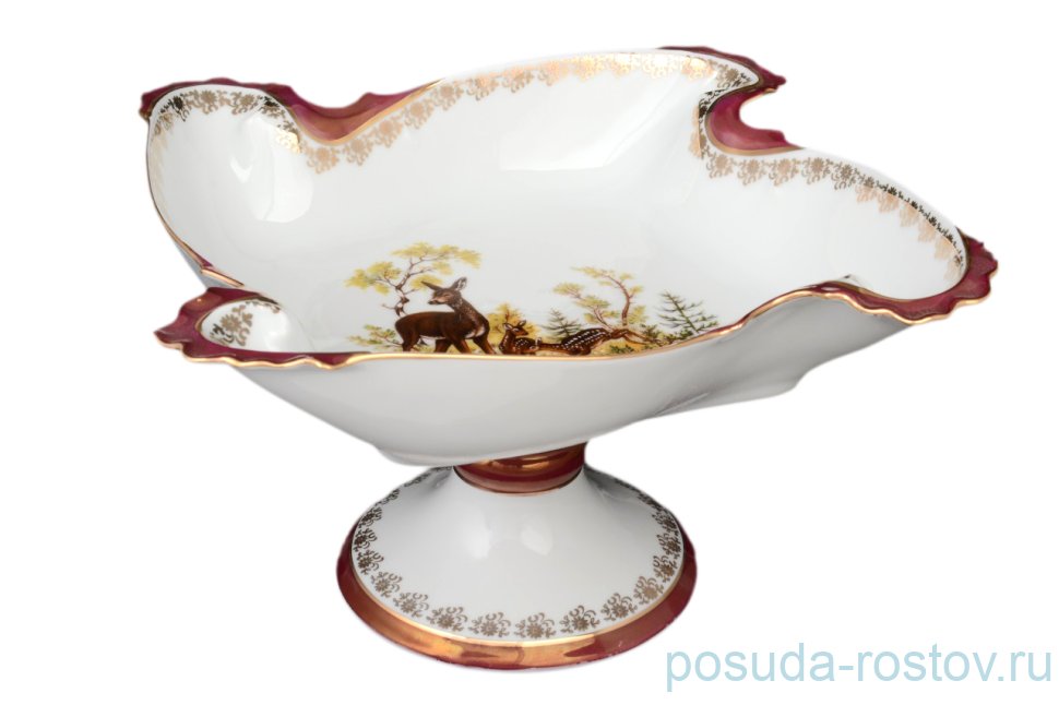 Салатник 31 см витой квадратный н/н "Корона /Охота красная" / 042393