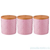 Набор ёмкостей для сыпучих продуктов 10 х 10 х 11 см 3 шт 500 мл розовые &quot;Agness&quot; / 191604