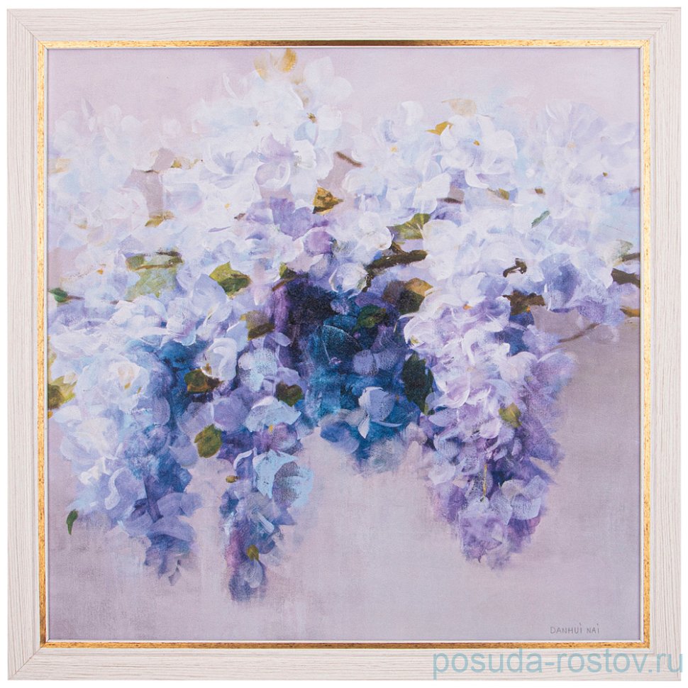 Картина 60 х 60 см "сирень" /рамка жемчуг с золотом / 270145