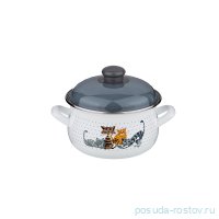 Кастрюля 16 х 10 см с крышкой эмалированная 1,7 л &quot;Озорные коты&quot; / 196454