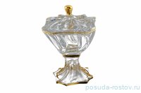 Ваза для фруктов 25 см н/н с крышкой &quot;Нептун /Золотой кант&quot; / 096294