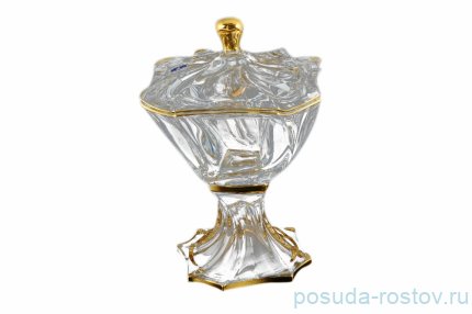 Ваза для фруктов 25 см н/н с крышкой &quot;Нептун /Золотой кант&quot; / 096294