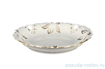 Блюдо 30 см круглое перф. &quot;Корона /Золотой узор&quot; / 094755