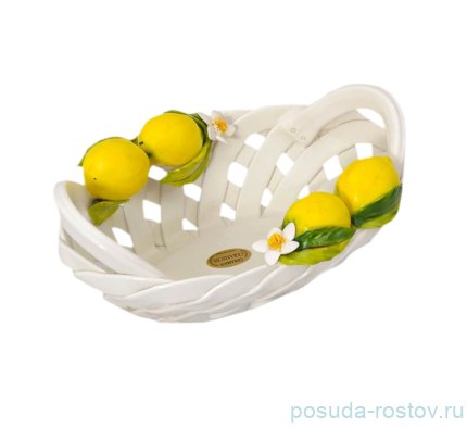 Корзина 28 х 20 см с ручками овальная &quot;Лимоны&quot; / 299184