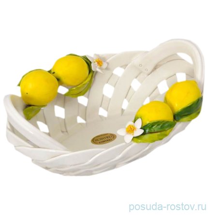 Корзина 28 х 20 см с ручками овальная &quot;Лимоны&quot; / 299184