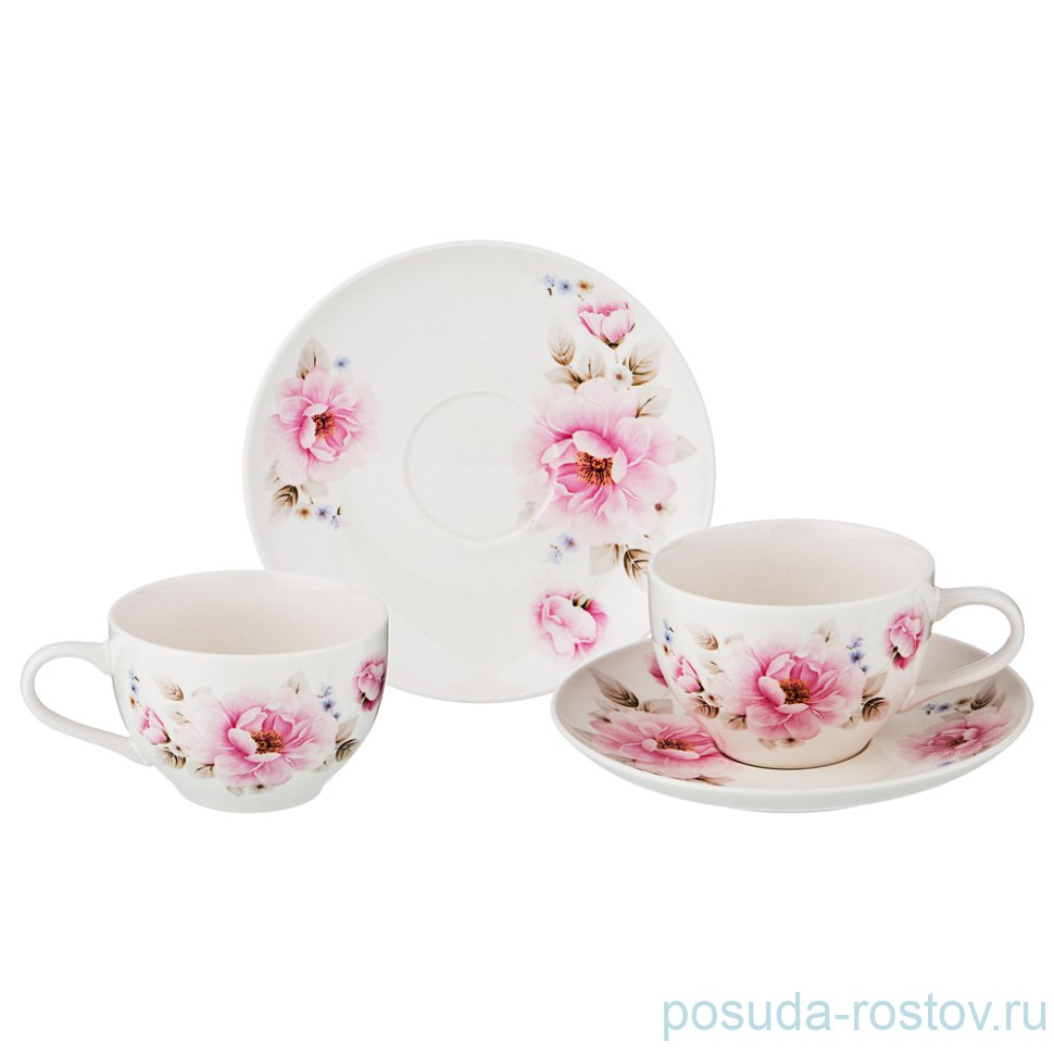 Набор чайных пар 250 мл 2 шт "розовый пион" / 192270
