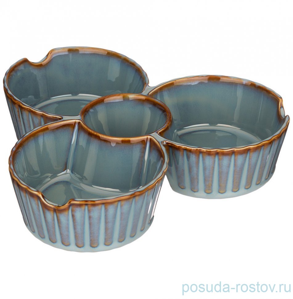 Менажница 22 х 5 см 4 секционная синяя "Soul kitchen" / 301529 Менажница 22 х 5 см 4 секционная синяя "Soul kitchen" / 301529