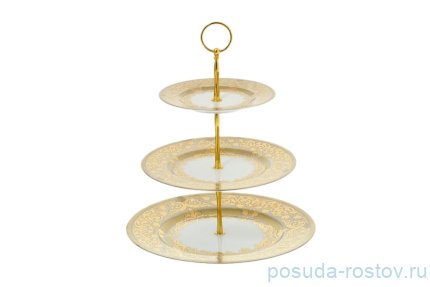 Этажерка 3-х ярусная &quot;Наталия /Бежевая в золотой роскоши&quot; / 137681