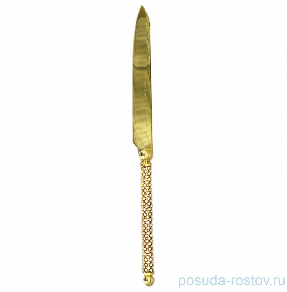 Столовый прибор нож сервировочный 21 см "стразы /золото" / 275835