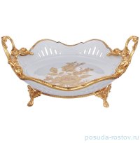 Блюдо 28 x 23 см для хлеба н/н с ручками &quot;Роза&quot; / 333584