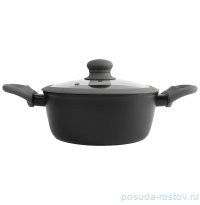 Кастрюля 20 см с крышкой антипригарное покрытие 2,3 л серо-черная &quot;Robust&quot; / 374688