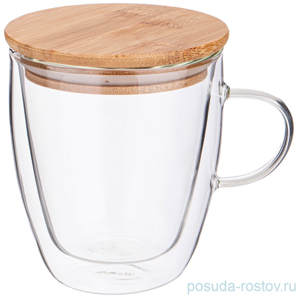 Кружка 380 с двойными стенками с бамбуковой крышкой "Double-wall" / 256086