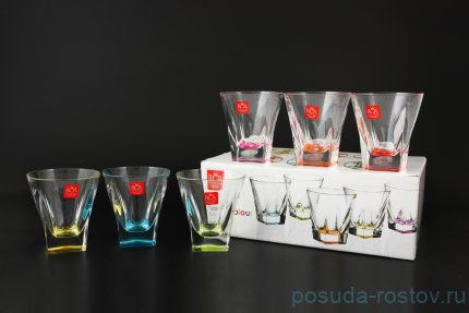 Стаканы для виски 270 мл 6 шт &quot;Фьюжн /разноцветное дно&quot; / 116528