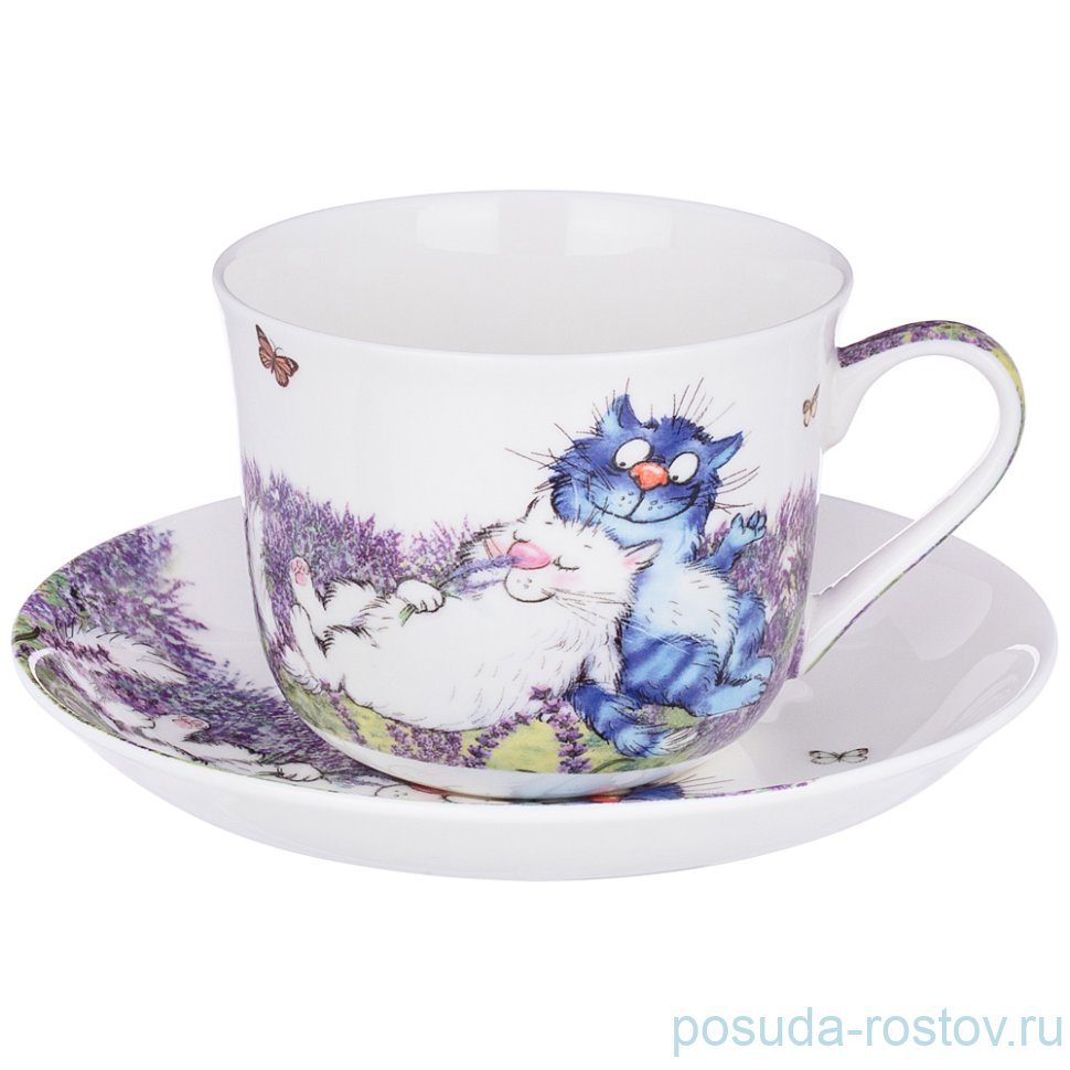 Чайная пара 500 мл "Синие коты /Лаванда" / 261990