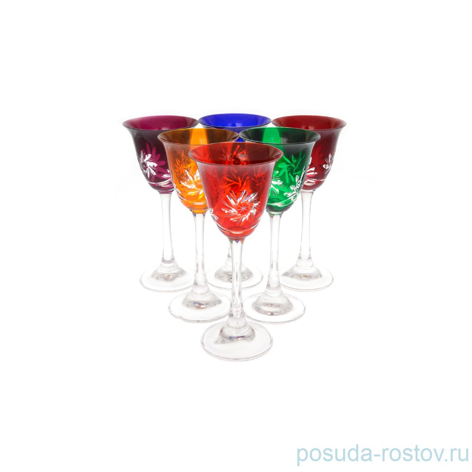 Рюмки 60 мл 6 шт "Флора /Резные цветные" / 244542 Рюмки 60 мл 6 шт "Флора /Резные цветные" / 244542