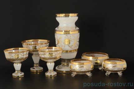 Набор конфетниц с вазой для цветов 7 предметов (6х13 см + 1х16 см) &quot;Star Crystal /Версаче золото&quot; / 105402