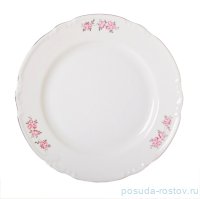 Тарелка 24 см 1 шт &quot;Констанция /Розовые розы /платина&quot; / 115015