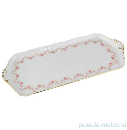 Поднос 38 см прямоугольный &quot;Соната /Розовый цветок&quot; / 159162