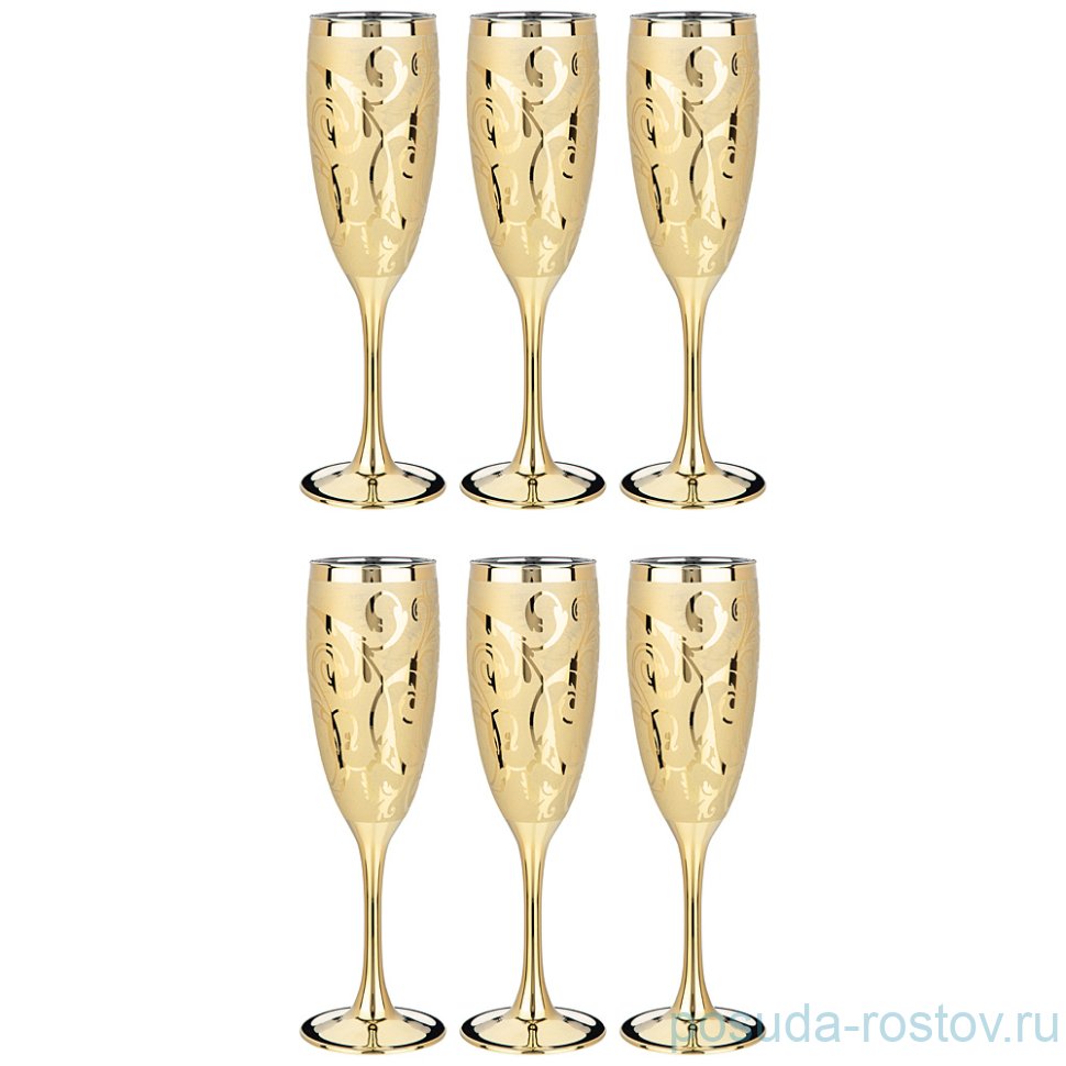 Бокалы для шампанского 170 мл 6 шт "Грейс золотой" / 269662 Бокалы для шампанского 170 мл 6 шт "Грейс золотой" / 269662