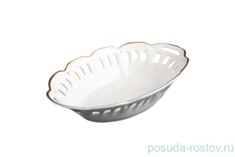 Конфетница 21 см перф.  Bohemia Porcelan Moritz Zdekauer 1810 s.r.o. "Офелия /Золотая отводка" / 088403