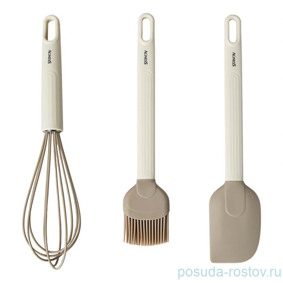 Набор: венчик, лопатка, кисточка agness, 3 предмета / 364305 Набор: венчик, лопатка, кисточка agness, 3 предмета / 364305