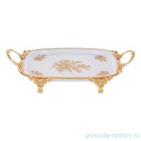Блюдо 38,5 х 21 см прямоугольное н/н с ручками &quot;Роза&quot; / 333591