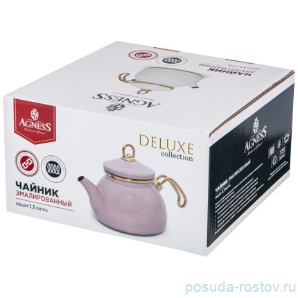 Чайник 1,1 л эмалированный розовый &quot;Agness /Deluxe&quot; / 220893