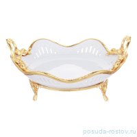 Блюдо для хлеба 27 x 21 х 10 см н/н с ручками &quot;Золотой ободок&quot; / 343312
