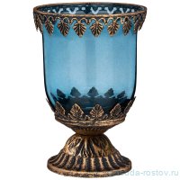 Подсвечник 9,5 х 9,5х 14 см н/н &quot;стамбул&quot; с металлическими элементами голубой / 272852