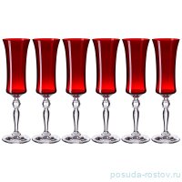 Бокалы для шампанского 190 мл 6 шт &quot;Грация /Красные&quot; / 253150